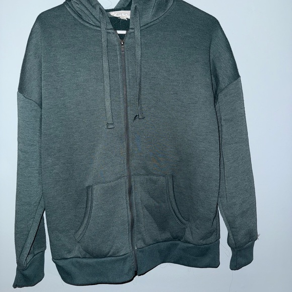 Hippie Rose Men's Dark Green Zip-Up Sweater - Picture 1 of 4